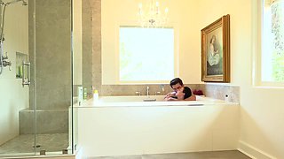 Seduces Man In Black Lingerie And Nylons