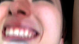 Amateur brunette cougar MILF jerking a giant dick