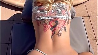 Dive into blonde teenage passion by a luxurious poolside mansion