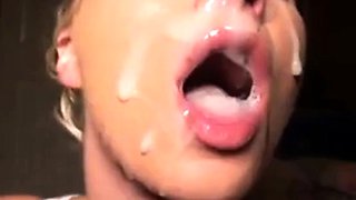 Amateur Girl Swallows Huge Load on Webcam