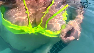 Artemisia Love Swimming in the Pool Flashing Her Big Juicy Boobs and Smoking a Cigarette