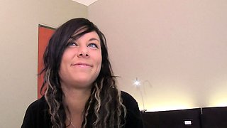 Small titted brunette teen slut fingering herself