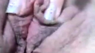 Rubbing my huge clit, my pussy gaping wide