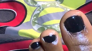 Hot Ebony Babe Oiled Feet Massage Section