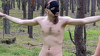 Naughty Boy Gets Punished with Nettles in the Middle of a Forest!