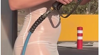 Im Washing My Car In A Seethrough Dress Street Voyeur Fantasy