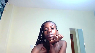 Lina, Sexy Slim Ebony, Full Naked Pose & Gape Show