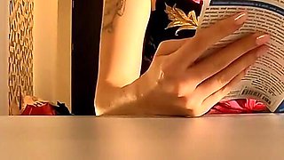 Horny Redhead All Natural Big Tits Secretary Makes Big Cock Boss Cums on Her After Edging and Massaging the Balls