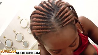 Desirable big booty African teenage fake casting