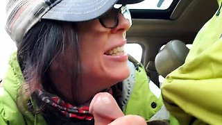 Road Head Creamy Mouthpie Swallow After a Cum Spill