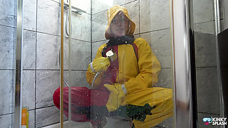Double-layered Pvc Rainwear & Wetsuit: Soaked, Soapy Shower Play
