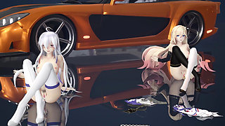 Chocolate Cream Duet Striptease; Black Stockings; White Stockings; Racing Leotards