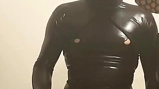Golden Shower Fetish - Mature Domme Drenches Latex Slave