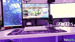 Hot College Blonde Gives Head While Gaming - Ashlyn Angel