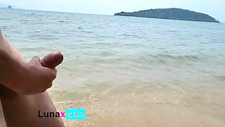 Public Beach Stranger Catches Me Flashing My Big White Cock - BWC Voyeur Compilation