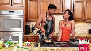 Asian MILF Kellie Shin Feeding & Fucking BBC in Kitchen - Cum in Mouth Blowjob