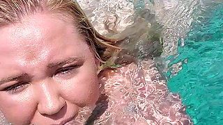 Swimming in the blue waters of Greece butt naked...