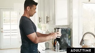 Stepdad Catches Petite Brunette Julia James Squirting By Accident While Masturbating Sneakily - Mature POV Orgasm