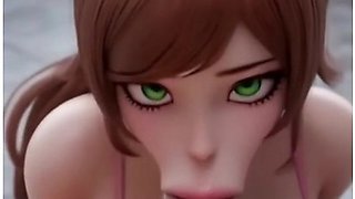 Redhead Green Eyed Girl In Pink Lingerie Blowjob Anal Creampie