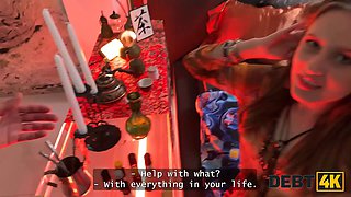 Debt4k. sexy and innocent beauty with outstanding hooters and abilities was a real witch in the bed