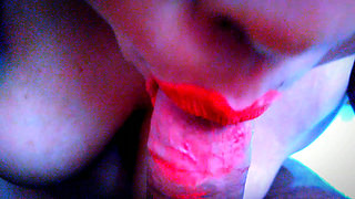 Arabian Stepmom Sucks Big Cock with Her Colored Lips, I Cum Inside Her Mouth