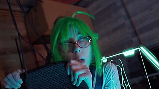 Amateur Teen Cosplay: Nerdy Info-chan Caught Watching Porn and Hard Fucked Doggystyle