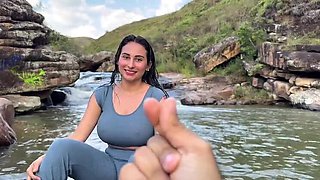 Jenifer Play Fucks Stranger By River While Friends Wait - Big Tits Teen Gets Facial