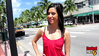 South Beach Slut Layla Lopez First Time Footjob!