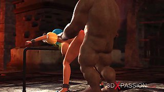 Fantastic female elf gets screwed by the gigantic ogre in the dungeon