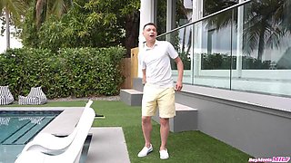 Horny wives violet myers and raissa bellini seduce young pool boy