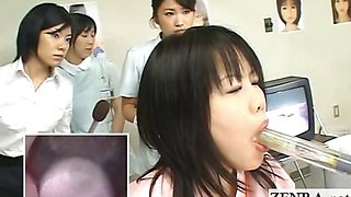 Japan milf doctor uses dildo with camera for oral exam