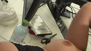 Curvy tattooed brunette does hot sex with boyfriend in the office