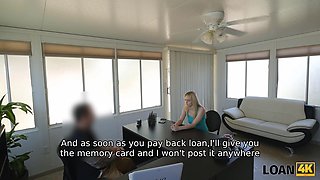 LOAN4K. Blonde cutie cant pay rent so she goes to the bank for a loan