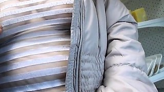 Groping Breasts in a Sheer Blouse in Public Market