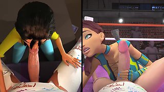 3DGSPOT Super hot Chicks Inhale A Gigantic Hard-on In SPLIT SCREEN COMP! 3 DIMENSIONAL TOON PORNO! - Juliana Grandi