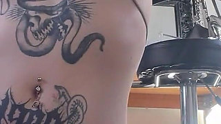 Goth Girl Fingers Her Belly Button and Plays with Navel Piercing