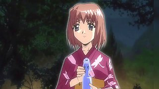 Geeky Geisha with big boobs rubs one out al fresco in a steamy animated scene