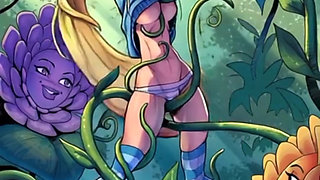 Young girl dancing in the jungle