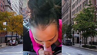 Thai MILF big cock car blowjob in public