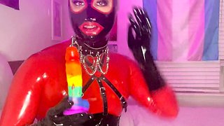 Shemale tranny enjoying solo masturbation