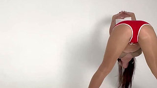 Stretching Sexy Red Shorts