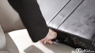 Awesome strapon fuck with a long-legged brunette Abigail Mac