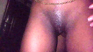 Hot Ebony Babe Front View Dick Rubbing Her Pussy Slow Motion