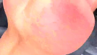 Hottest bang-out in car with big lollipop destroying