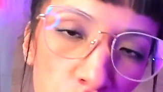 Petite Innocent in Glasses Loses Control: Squirt with Monstrous Dildo